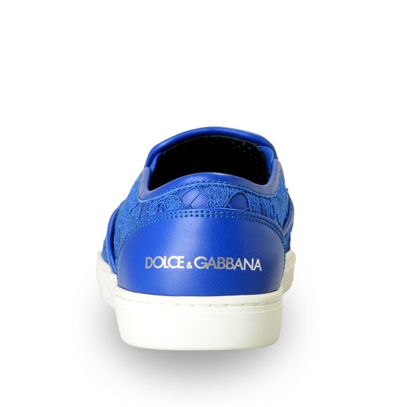 Dolce & Gabbana Women's Royal Blue Lace Leather Slip On Loafers Shoes US 8 IT 38 - Picture 3 of 8